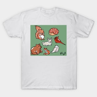 Winter Animals sticker pack green background T-Shirt